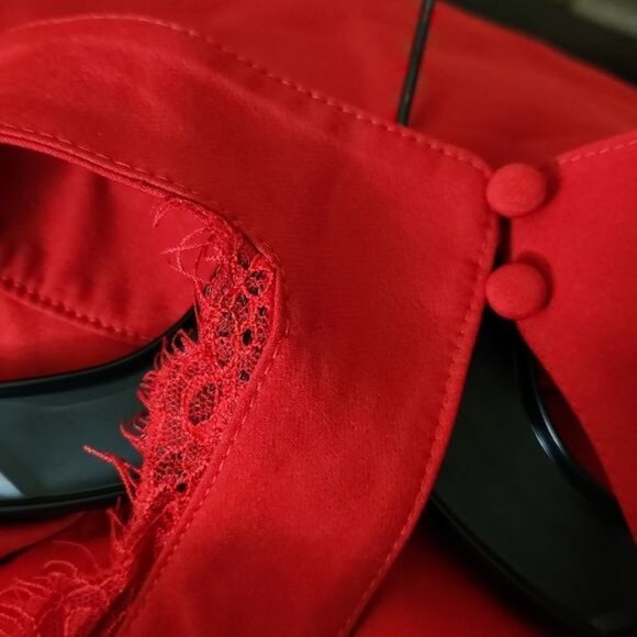 Lulu's Small Red Sheath Halter Dress with Lace Accent - Picture 5 of 7